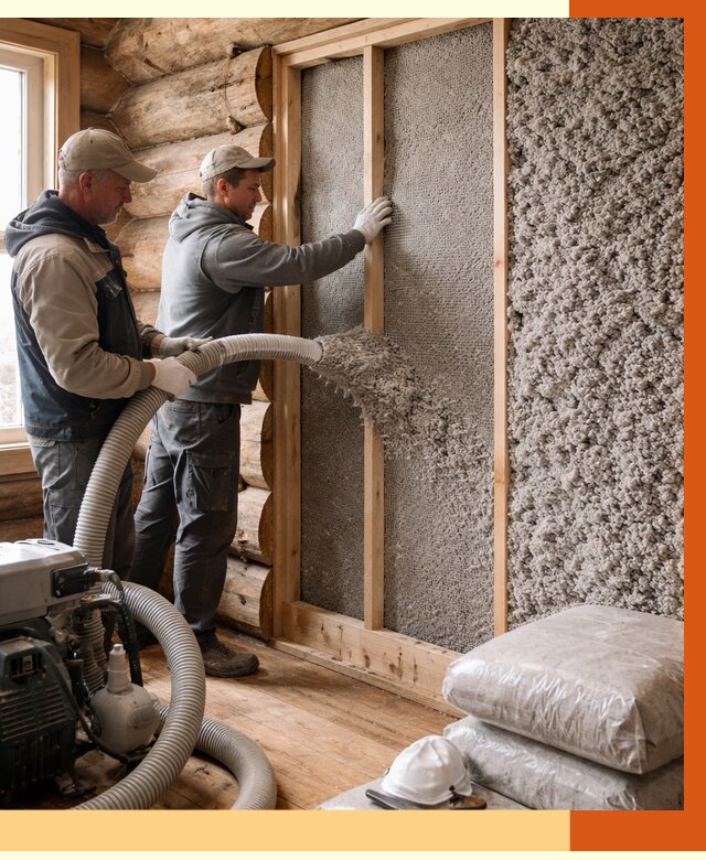 Утепление бревенчатого дома эковатой в Саранске от 2897 руб. | ТепломастерСрн