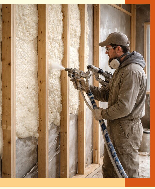 Утепление каркасной стены ППУ в Саранске от 4478 руб./м2 под ключ | ТепломастерСрн